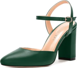 3-Inch Chunky Heels for Women, Round Toe Block High Heels Women's Pumps for Wedding, Party, Dress Shoes