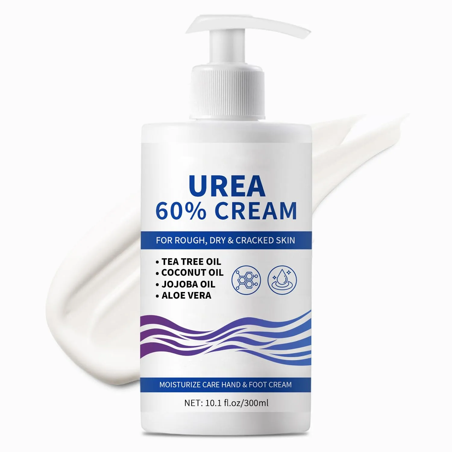 60% Urea Cream for Cracked Feet Maximum Strength & Rough, Dry Skin, Urea Foot Lotion with Salicylic Acid, Tea Tree Oil, Coconut Oil for Moisturizing, Smoothing and Softening, Callus Remover 10.1 Fl Oz