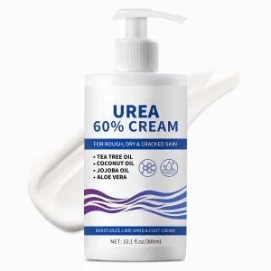 60% Urea Cream for Cracked Feet Maximum Strength & Rough, Dry Skin, Urea Foot Lotion with Salicylic Acid, Tea Tree Oil, Coconut Oil for Moisturizing, Smoothing and Softening, Callus Remover 10.1 Fl Oz