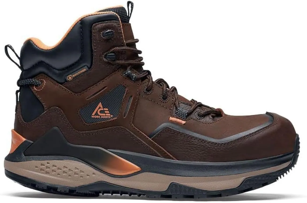 ACE Work Boots Arrow, Men's 6" Nano Composite Toe (NCT) Slip Resistant Work Boots, Water Resistant, Black