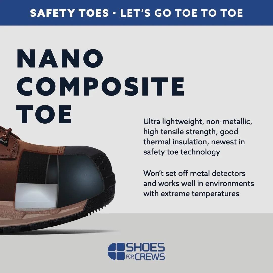 ACE Work Boots Arrow, Men's 6" Nano Composite Toe (NCT) Slip Resistant Work Boots, Water Resistant, Black