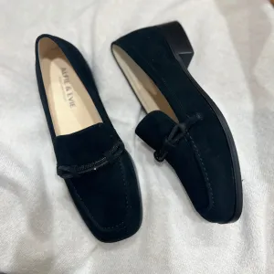 Alfie & Evie Vanessa Black Heeled Loafer with front detail
