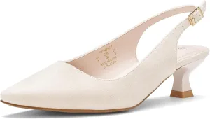ALICEPUB Women's Slingback Kitten Heels - Closed Pointed Toe Low Heels Comfortable Dress Shoes for Wedding, Bridal, Business, Office, Work, Casual Pumps