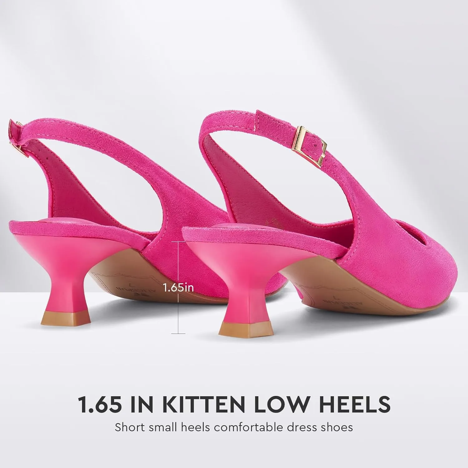 ALICEPUB Women's Slingback Kitten Heels - Closed Pointed Toe Low Heels Comfortable Dress Shoes for Wedding, Bridal, Business, Office, Work, Casual Pumps