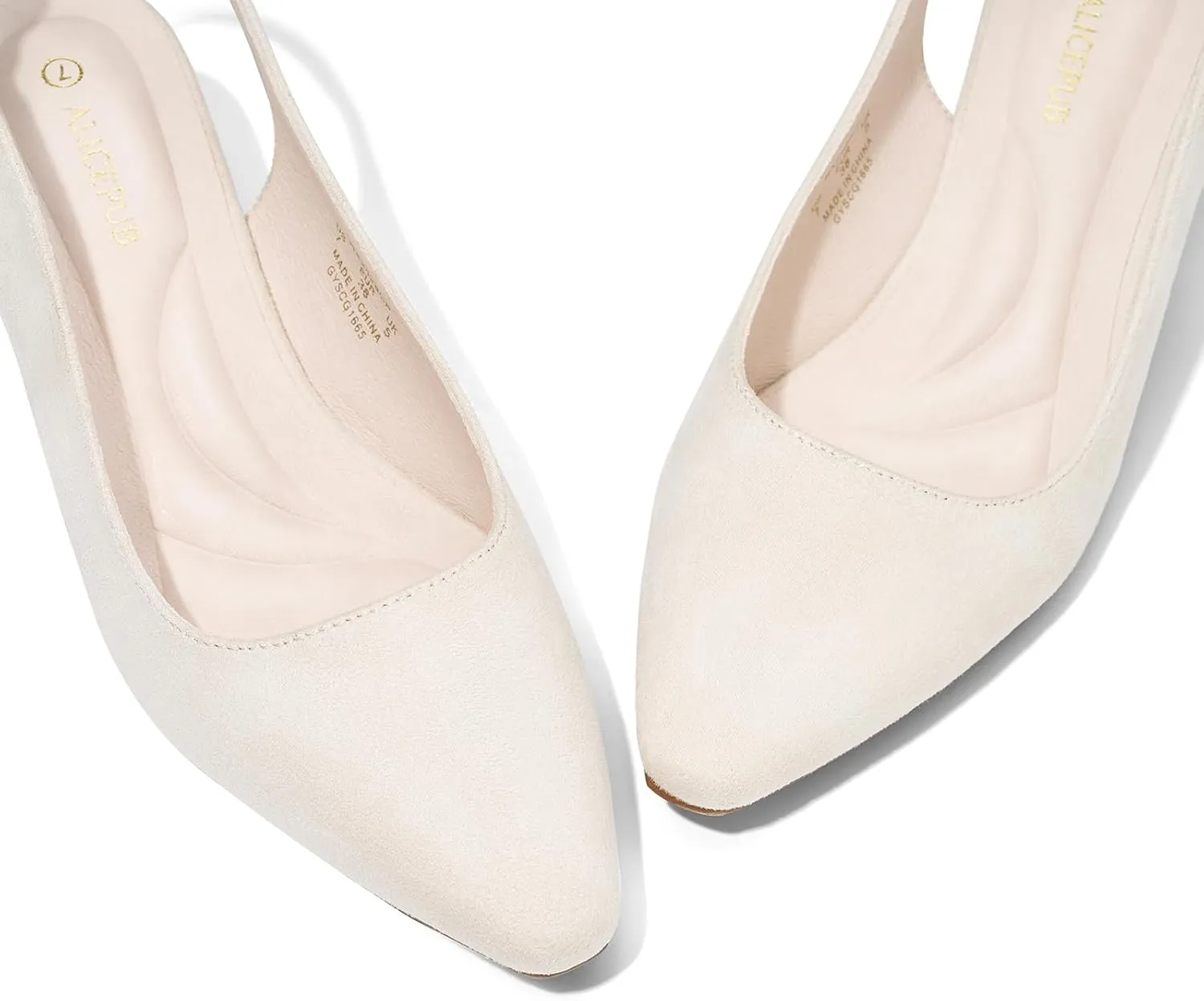 ALICEPUB Women's Slingback Kitten Heels - Closed Pointed Toe Low Heels Comfortable Dress Shoes for Wedding, Bridal, Business, Office, Work, Casual Pumps
