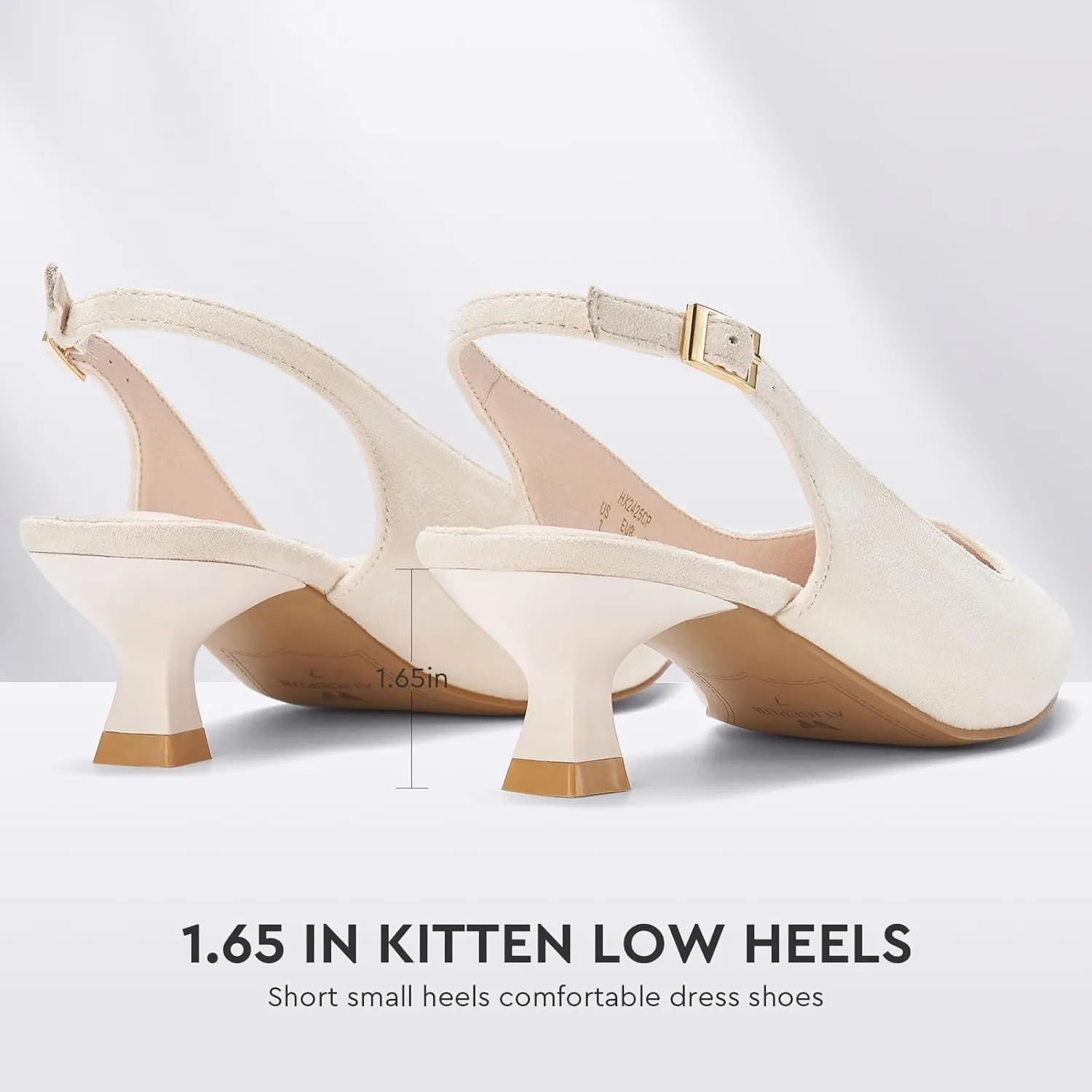 ALICEPUB Women's Slingback Kitten Heels - Closed Pointed Toe Low Heels Comfortable Dress Shoes for Wedding, Bridal, Business, Office, Work, Casual Pumps