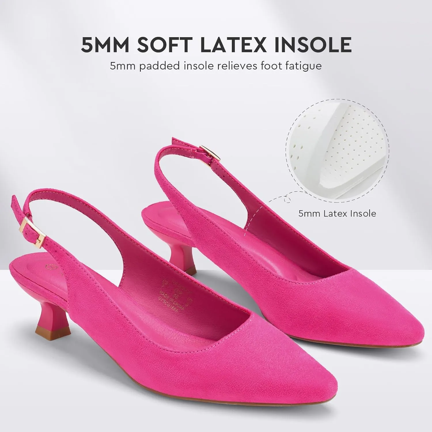 ALICEPUB Women's Slingback Kitten Heels - Closed Pointed Toe Low Heels Comfortable Dress Shoes for Wedding, Bridal, Business, Office, Work, Casual Pumps