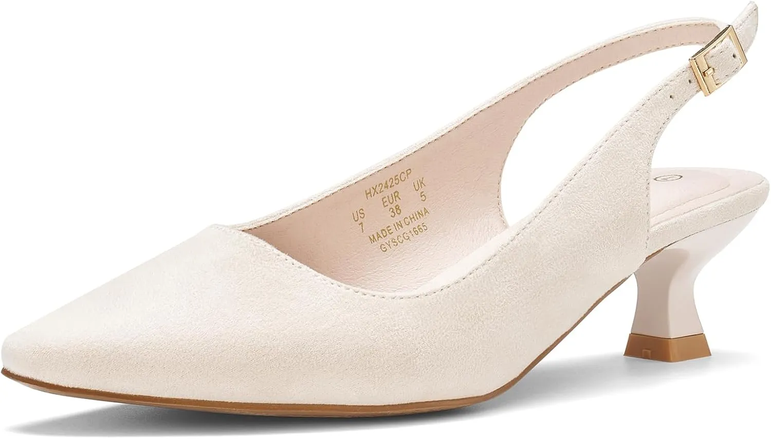 ALICEPUB Women's Slingback Kitten Heels - Closed Pointed Toe Low Heels Comfortable Dress Shoes for Wedding, Bridal, Business, Office, Work, Casual Pumps