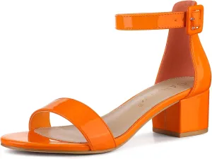 Allegra K Women's Block Low Heels Ankle Strap Sandals