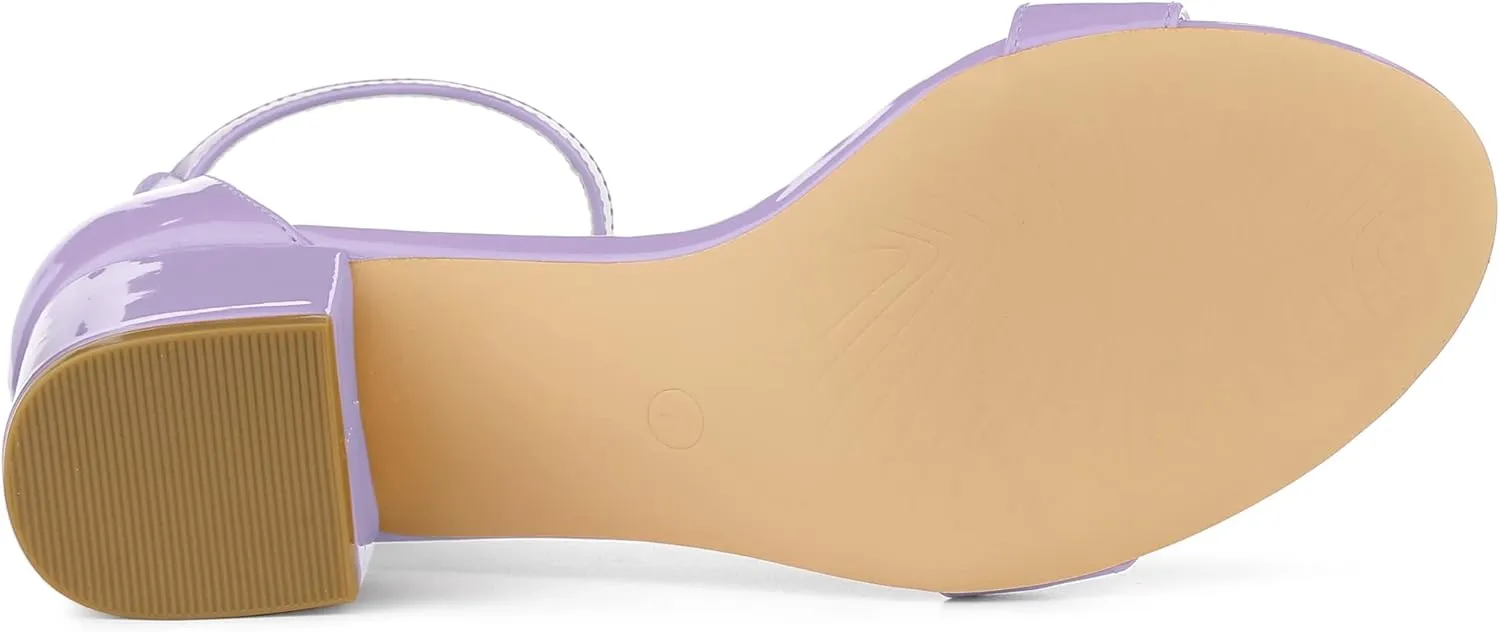 Allegra K Women's Block Low Heels Ankle Strap Sandals