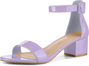 Allegra K Women's Block Low Heels Ankle Strap Sandals