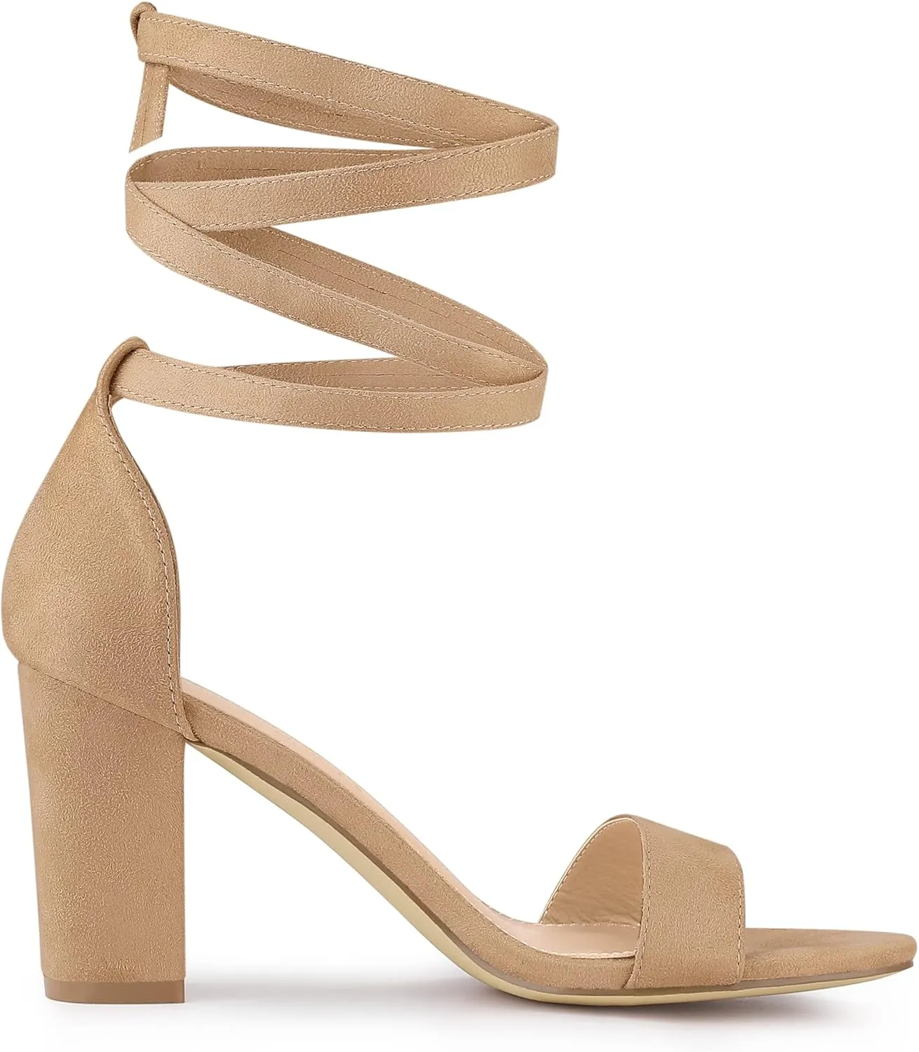 Allegra K Women's Lace Up and Ankle Strap Chunky Heel Sandals