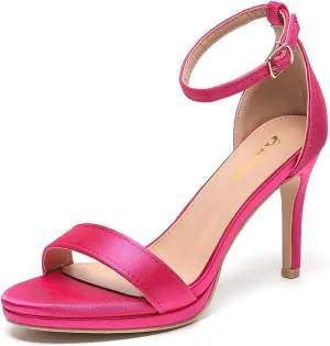 Amoji Women's 4 Inch Heels Strappy Heels Ankle Strap Lady Heeled Sandals 324
