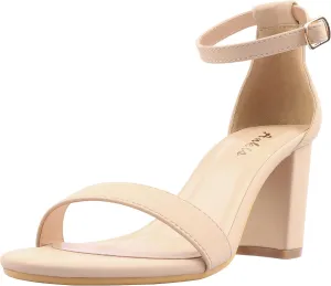 Ankis Heels for Women Open Toe Ankle Strap Chunky Heel Sandals 2.75 Inch