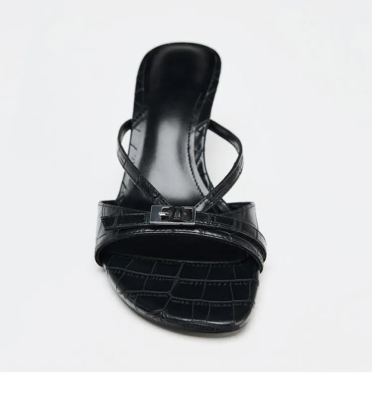 Ankle-Strap Heel Slippers
