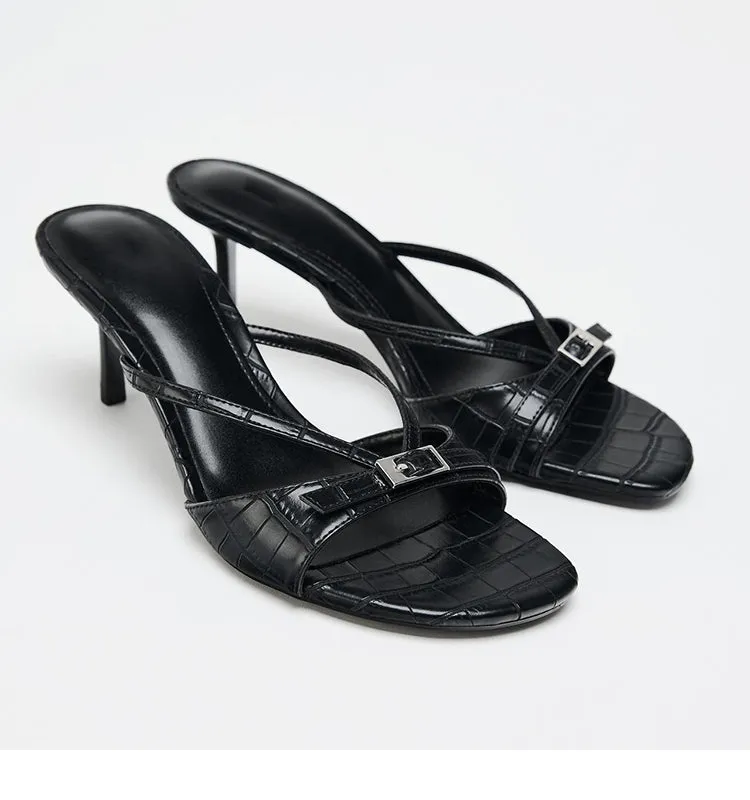 Ankle-Strap Heel Slippers