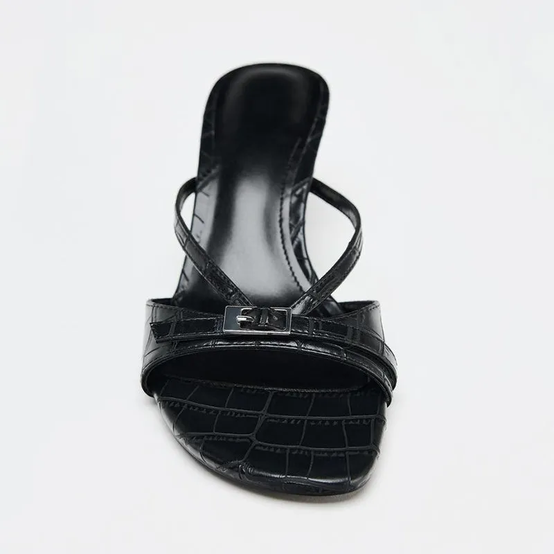 Ankle-Strap Heel Slippers