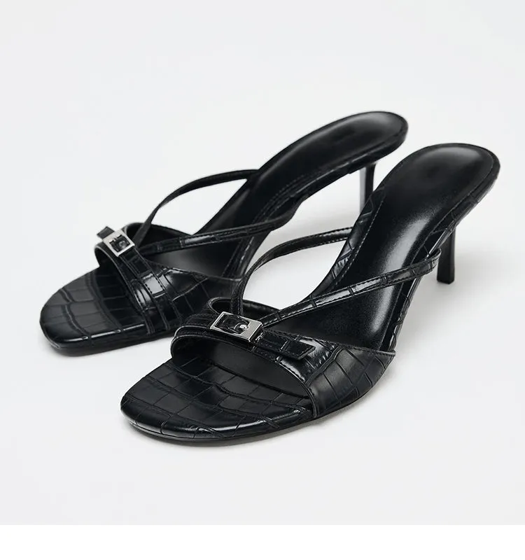 Ankle-Strap Heel Slippers