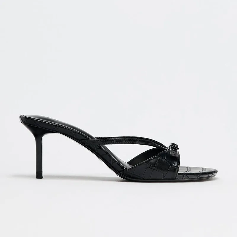 Ankle-Strap Heel Slippers