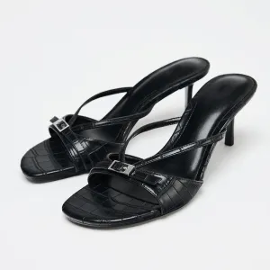 Ankle-Strap Heel Slippers
