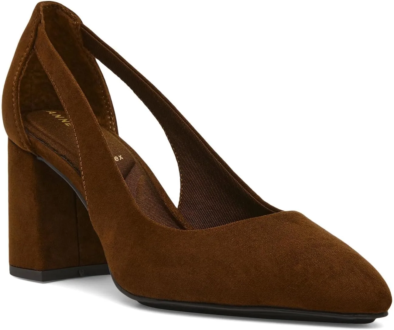 Anne Klein Womens Faux Leather Pointed Toe Block Heels