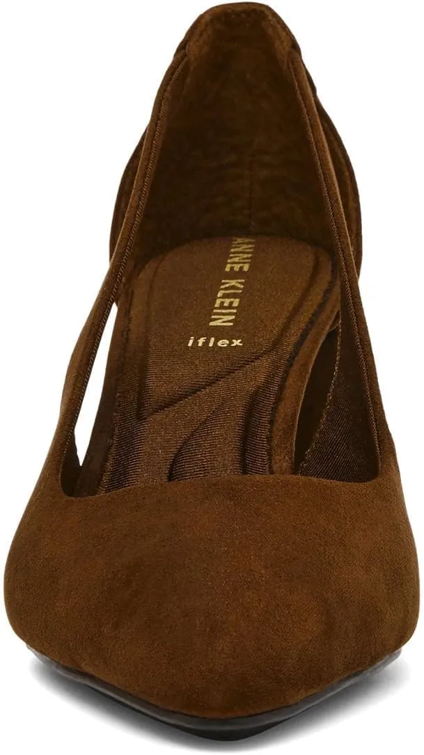 Anne Klein Womens Faux Leather Pointed Toe Block Heels