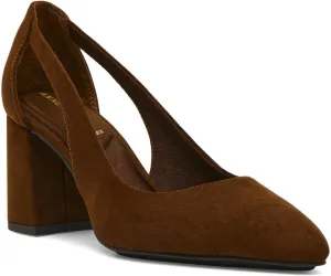 Anne Klein Womens Faux Leather Pointed Toe Block Heels