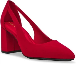 Anne Klein Womens Faux Leather Pointed Toe Block Heels