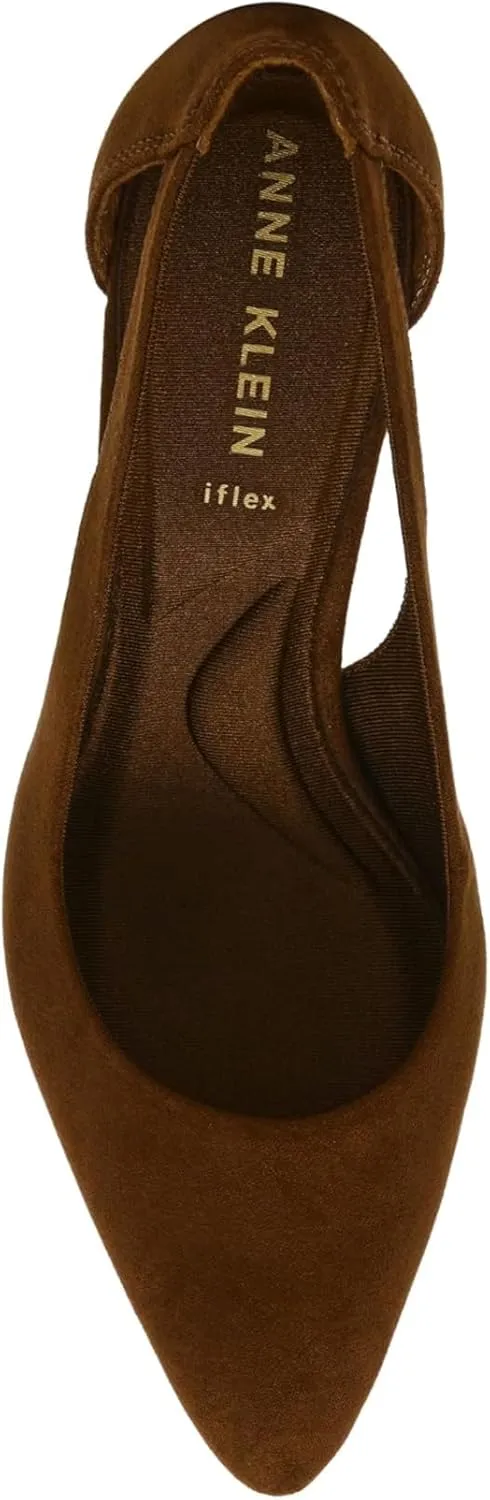 Anne Klein Womens Faux Leather Pointed Toe Block Heels