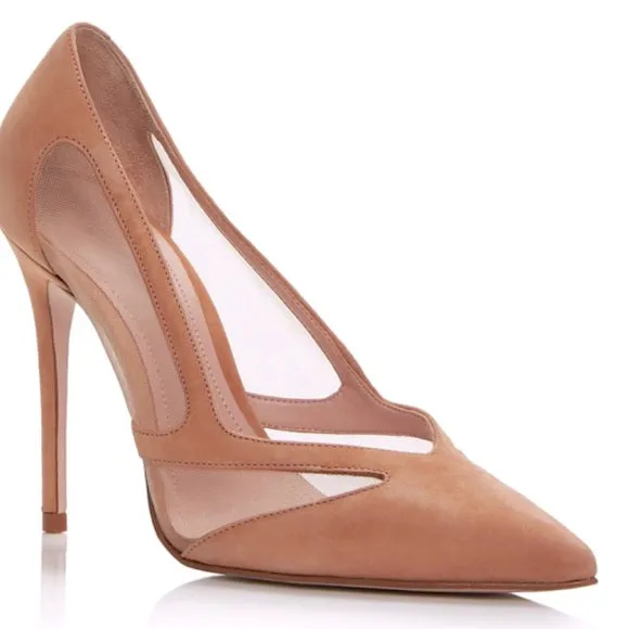 Aqua Womens Cindi Suede Stiletto Dress Heels Honey Beige 6.5 M