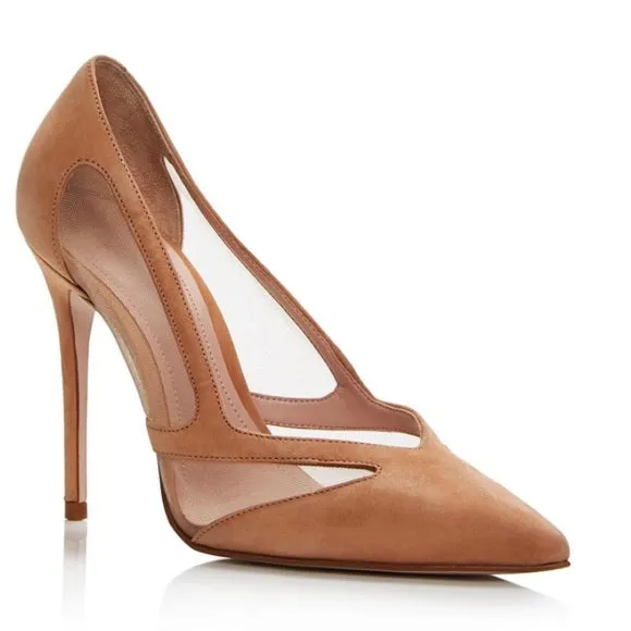 Aqua Womens Cindi Suede Stiletto Dress Heels Honey Beige 6.5 M