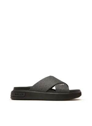 Bally Lift Slide with a Monogram Print in Grey