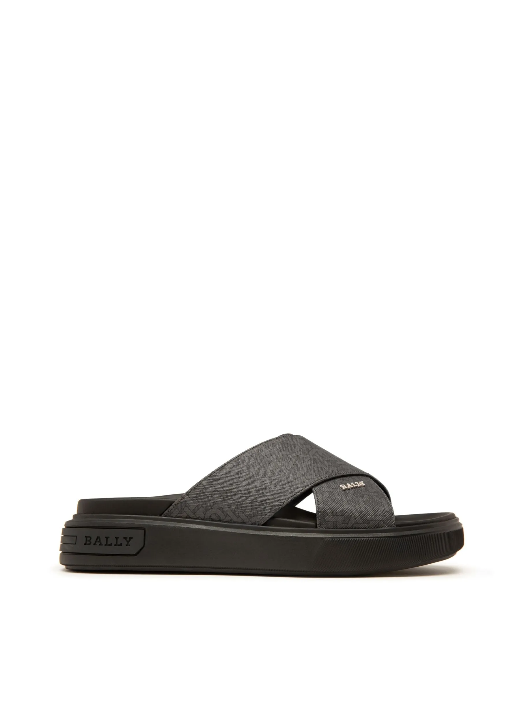 Bally Lift Slide with a Monogram Print in Grey
