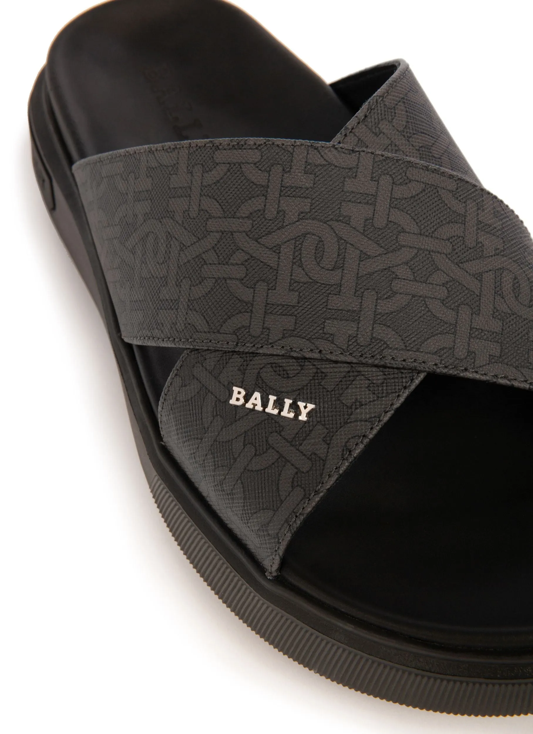 Bally Lift Slide with a Monogram Print in Grey