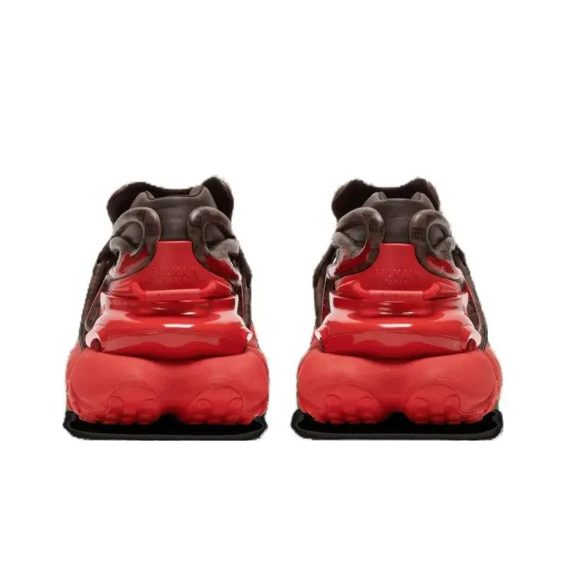 BALMAIN Unicorn Low 'Monogram Brown Red'