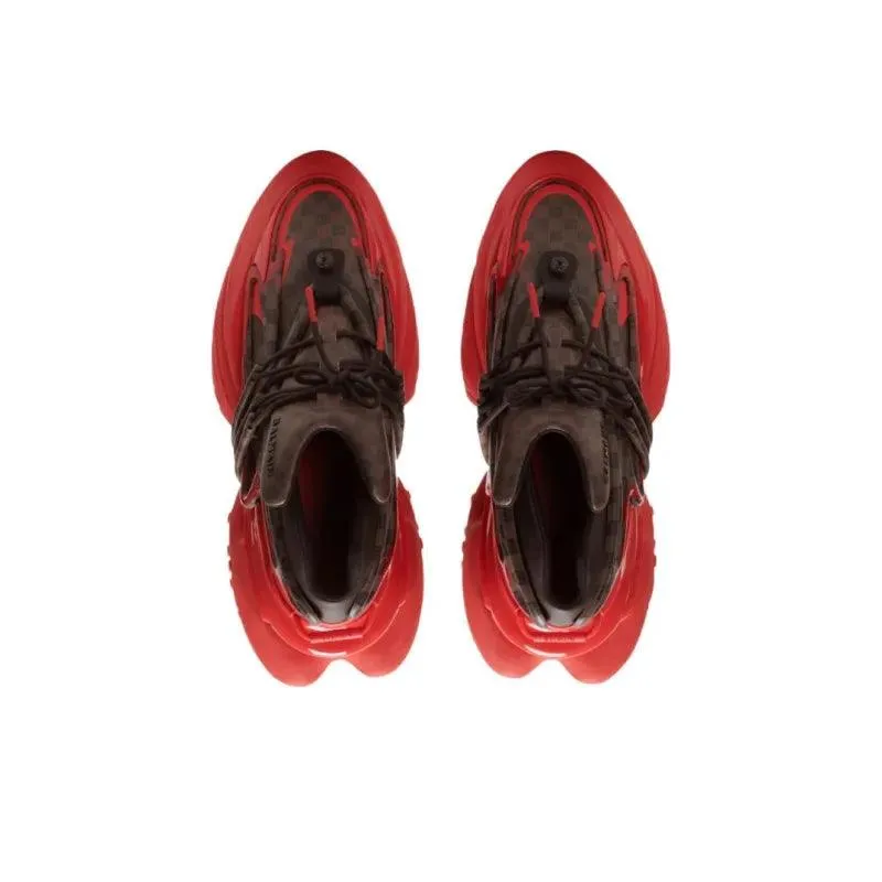 BALMAIN Unicorn Low 'Monogram Brown Red'