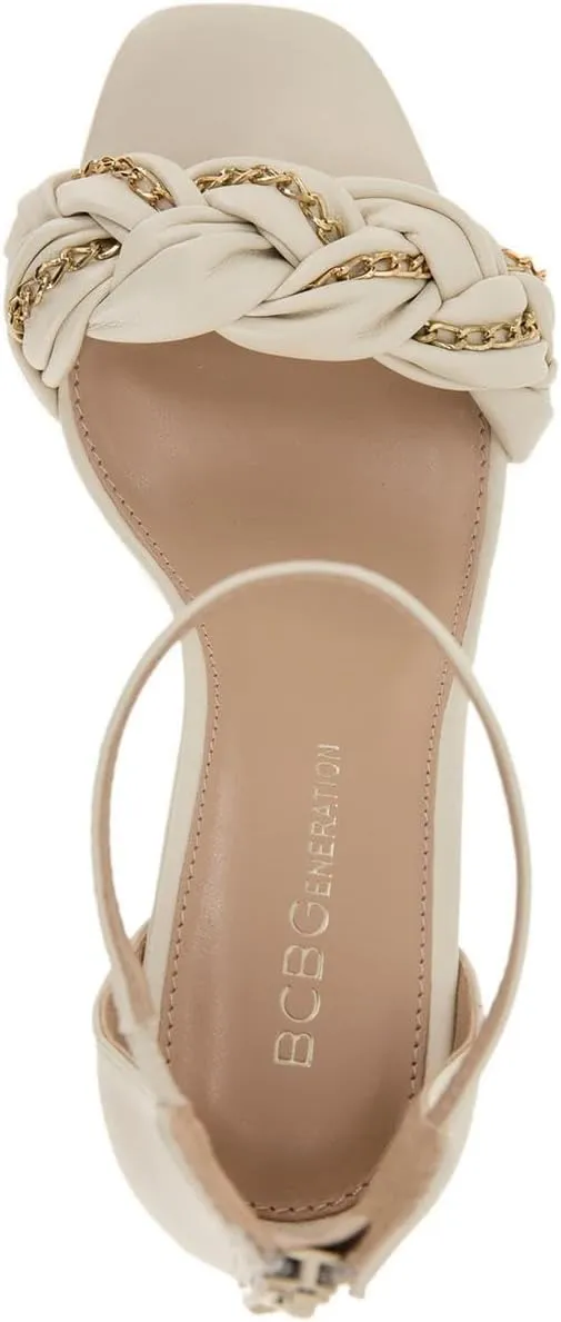 BCBGeneration Womens Isabel Faux Leather Ankle Strap Heels