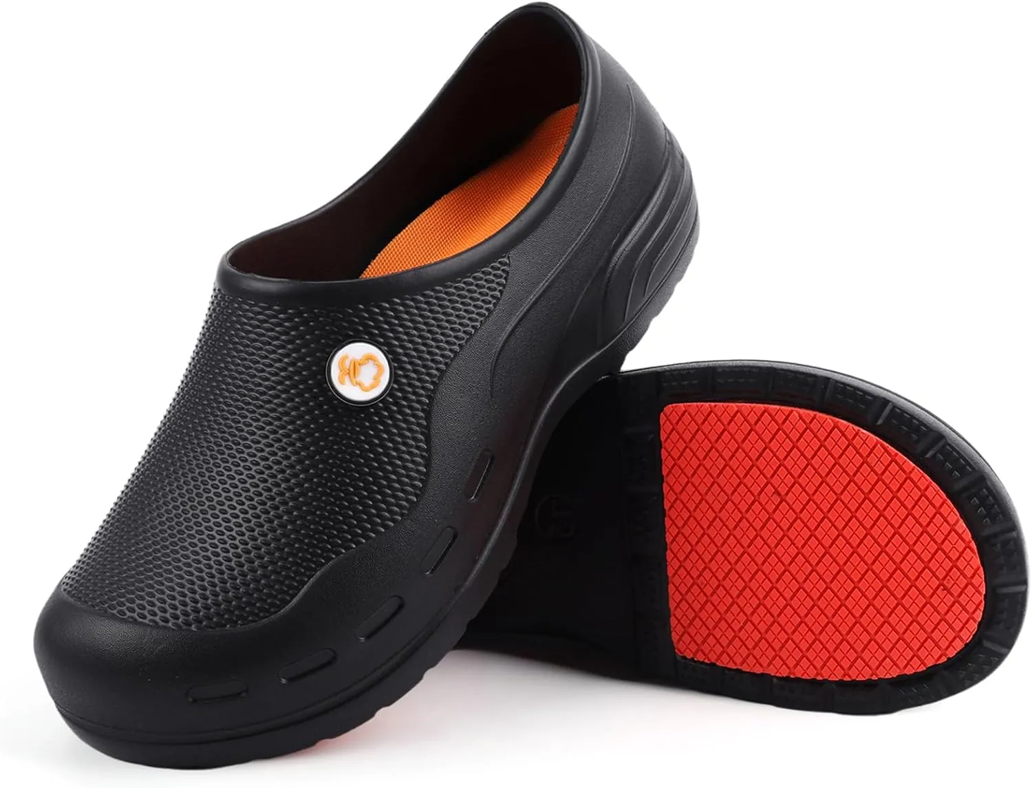 Black Non Slip Work Shoes for Women Men - Slip Resistant Waterproof Oil-Proof Comfortable Chef Shoes Best Shoes for Standing All Day Easy to Clean Hospital Nursing Black Work Shoes Men Women