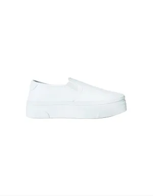 Blaire PU Platform Slip On Shoes in White