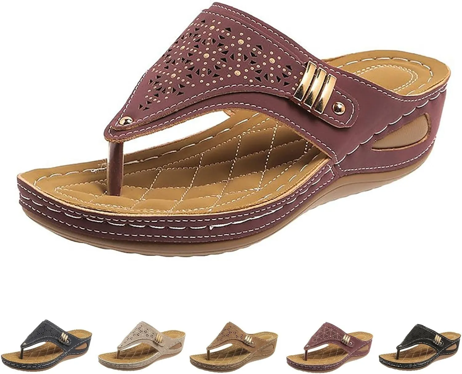 Breathable Mesh Hollow Sports Sandals Non-Slip 2024 New Women’s Wedge Orthopedic Flip-Flops Summer Casual Sandals Open Toe