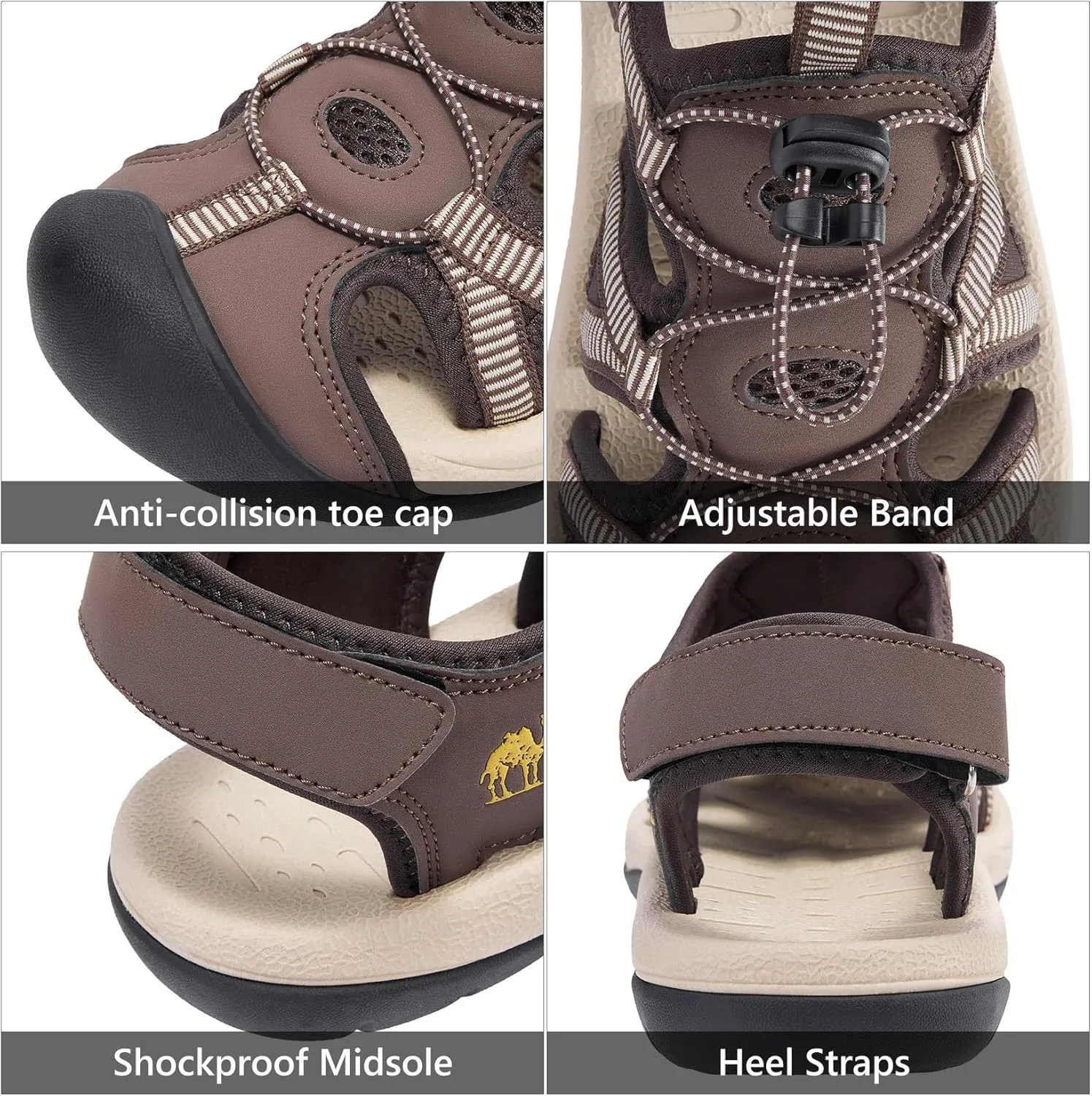 CAMELSPORTS Men's Hiking Sandals Closed Toe Outdoor Beach Sandal Waterproof Sport Fisherman Sandals Water Shoes