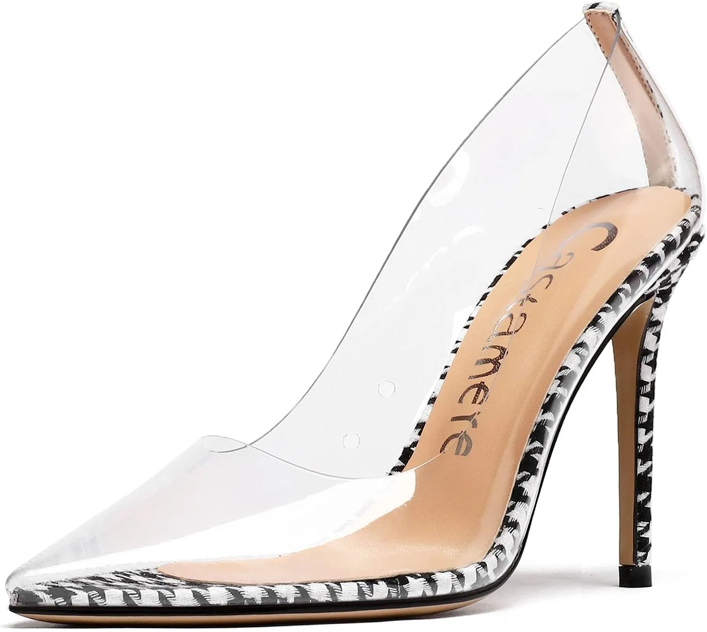 Castamere Womens High Heels Transparent Pumps Slip-on Sexy Clear Pointy Toe 10CM Heels
