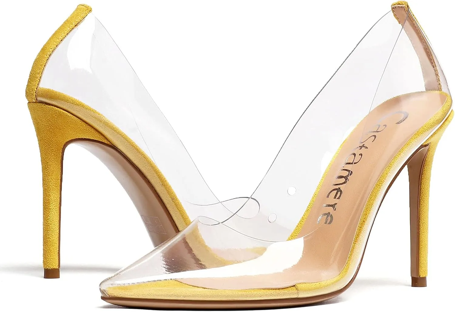 Castamere Womens High Heels Transparent Pumps Slip-on Sexy Clear Pointy Toe 10CM Heels