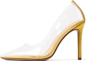 Castamere Womens High Heels Transparent Pumps Slip-on Sexy Clear Pointy Toe 10CM Heels