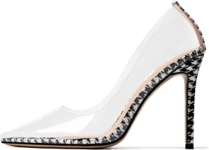 Castamere Womens High Heels Transparent Pumps Slip-on Sexy Clear Pointy Toe 10CM Heels