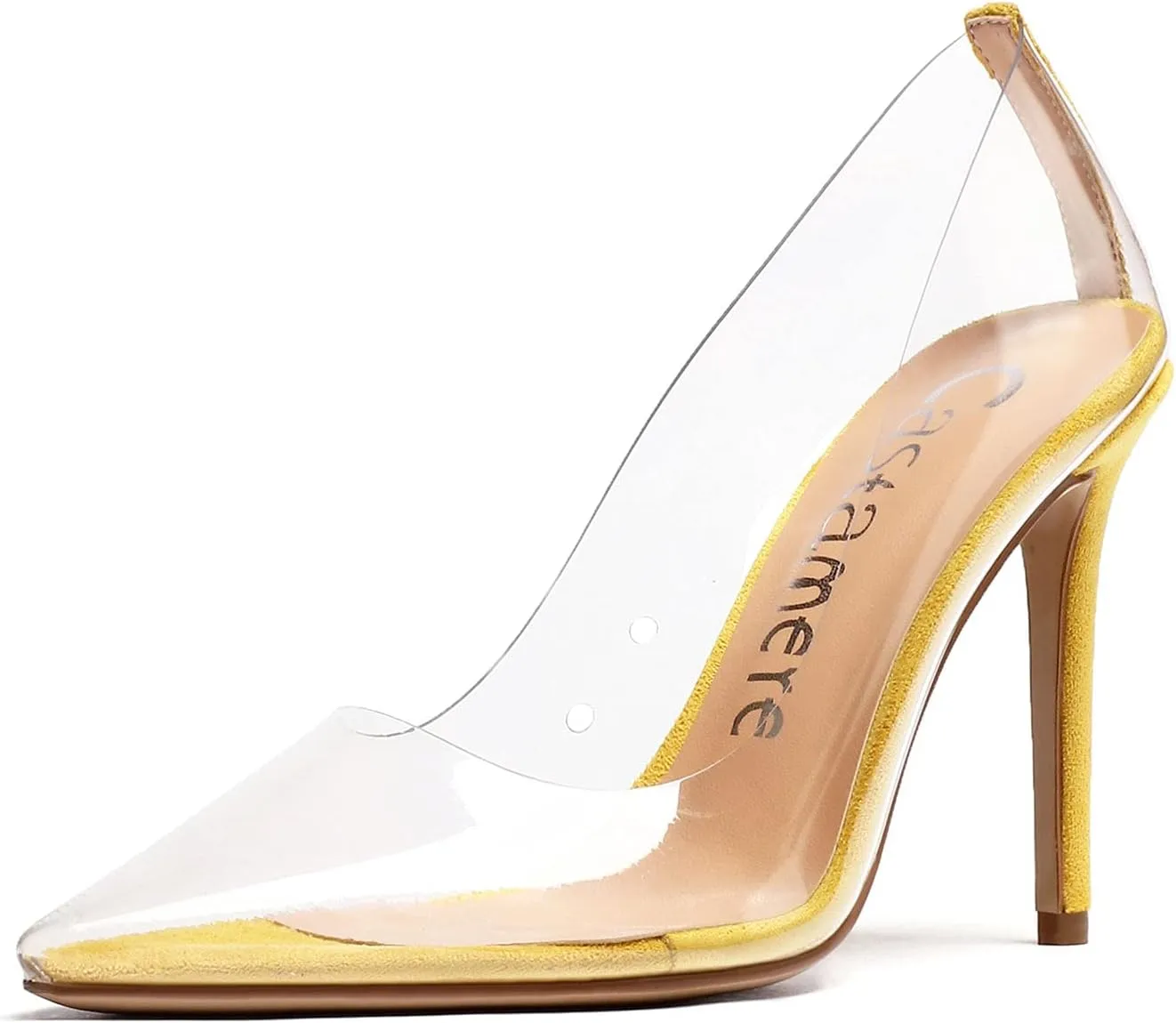 Castamere Womens High Heels Transparent Pumps Slip-on Sexy Clear Pointy Toe 10CM Heels