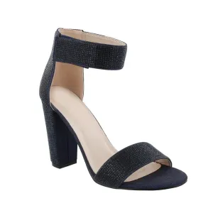 Celina Navy Rhinestone High Heel Shoe