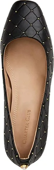 Charter Club Womens Saraa2 Faux-Leather Block Heels Black 9.5 Medium (B,M)
