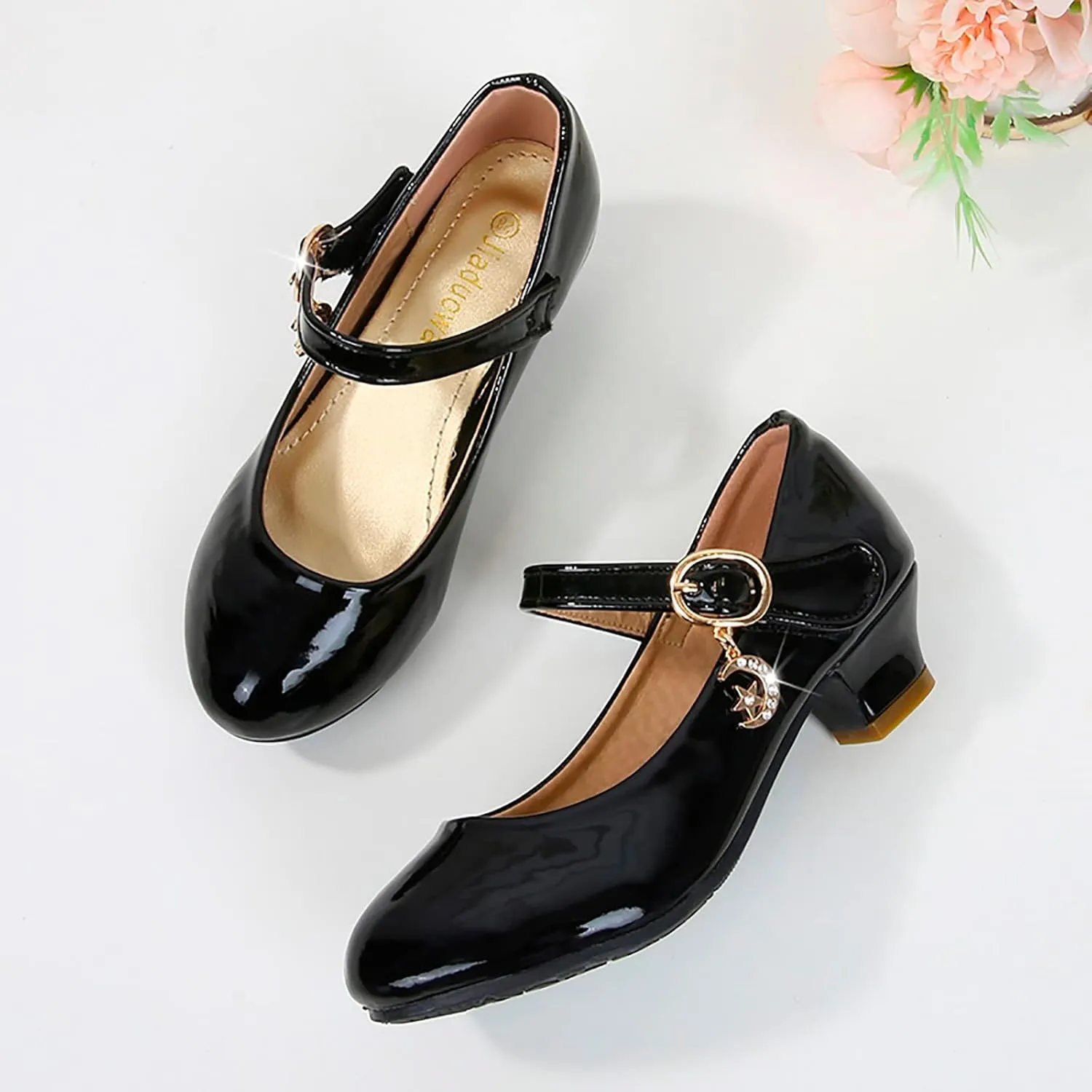 Childrens Girls Dress High Heels Shoes Casual Breathable Baby Kids Mary Jane Sandals Ankle Comfy Dance Non Slip Shoes