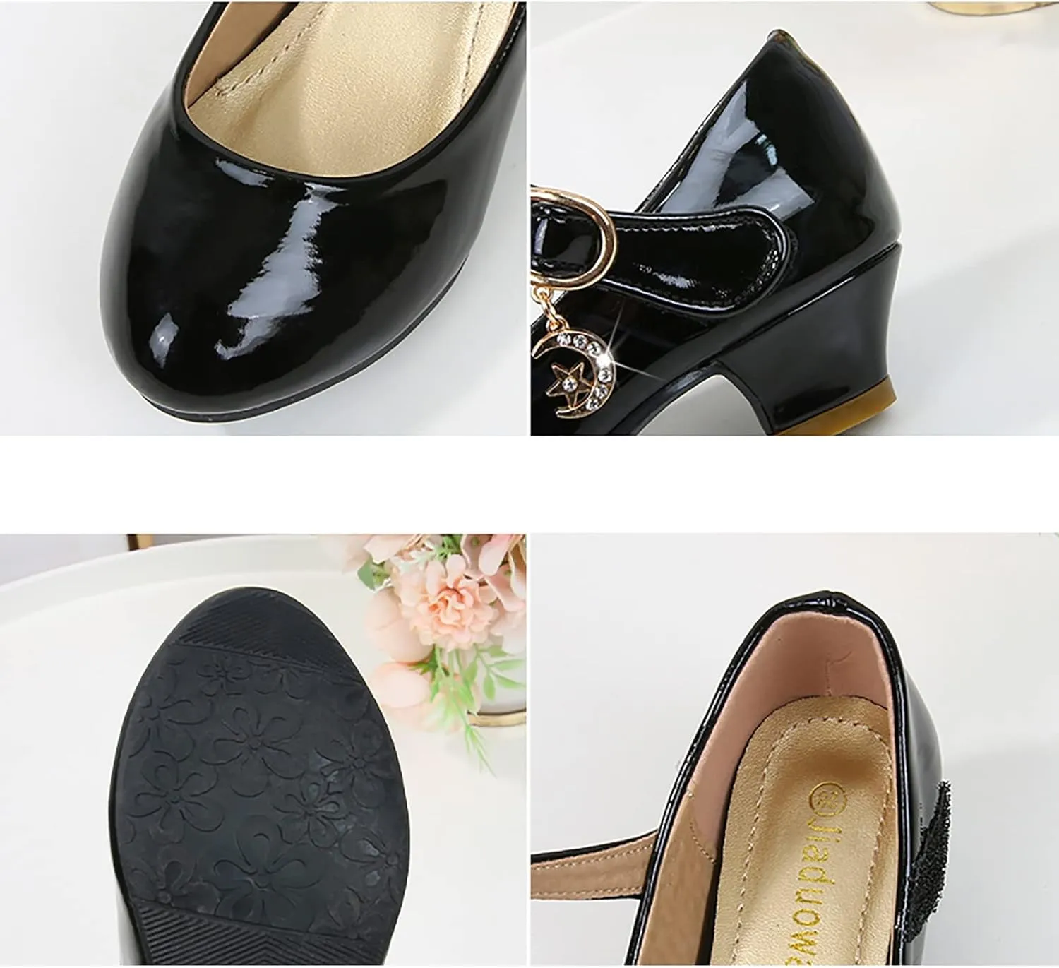 Childrens Girls Dress High Heels Shoes Casual Breathable Baby Kids Mary Jane Sandals Ankle Comfy Dance Non Slip Shoes